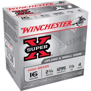 Winchester Super-X High Brass Ammunition 16 Gauge 2-3/4" 1-1/8 oz #4 Shot Box of 25