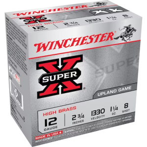 Winchester Super-X High Brass Ammunition 12 Gauge 2-3/4" 1-1/4 oz #8 Shot Box of 25